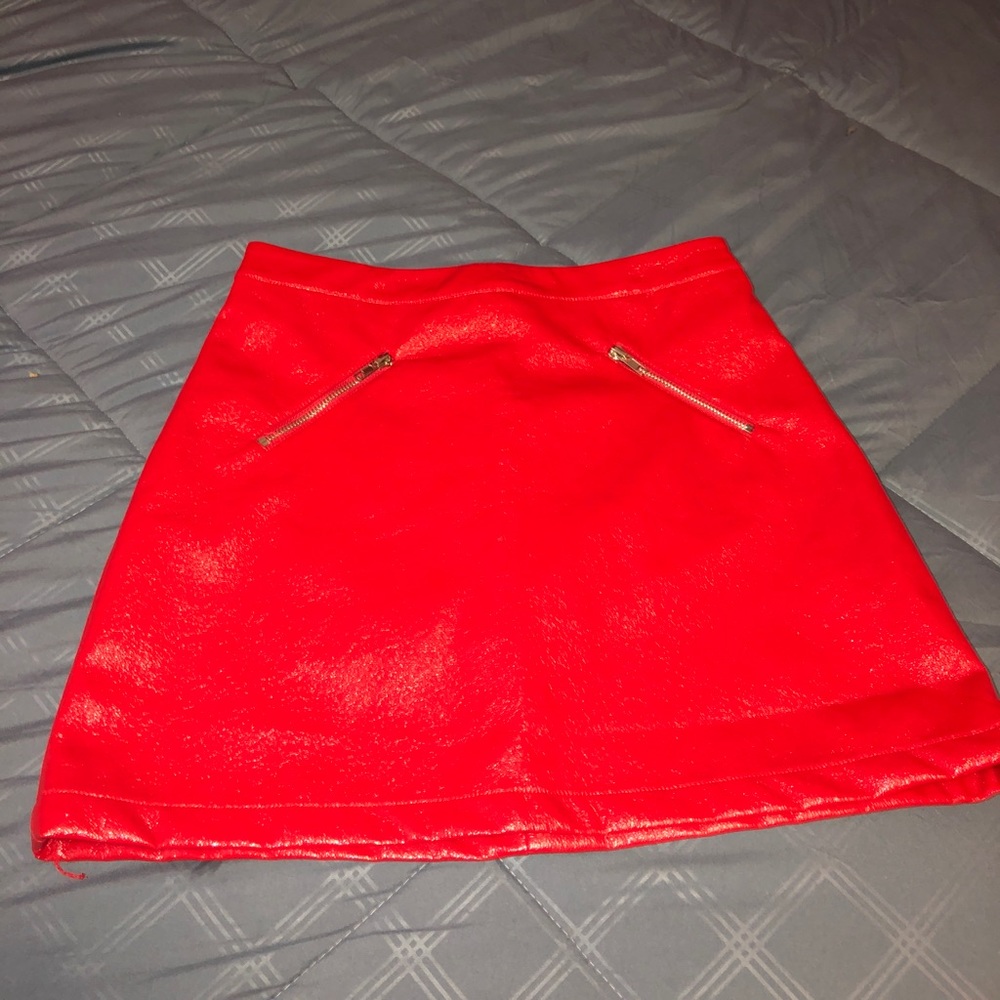 Nordstromrack red vinyl leather look skirt